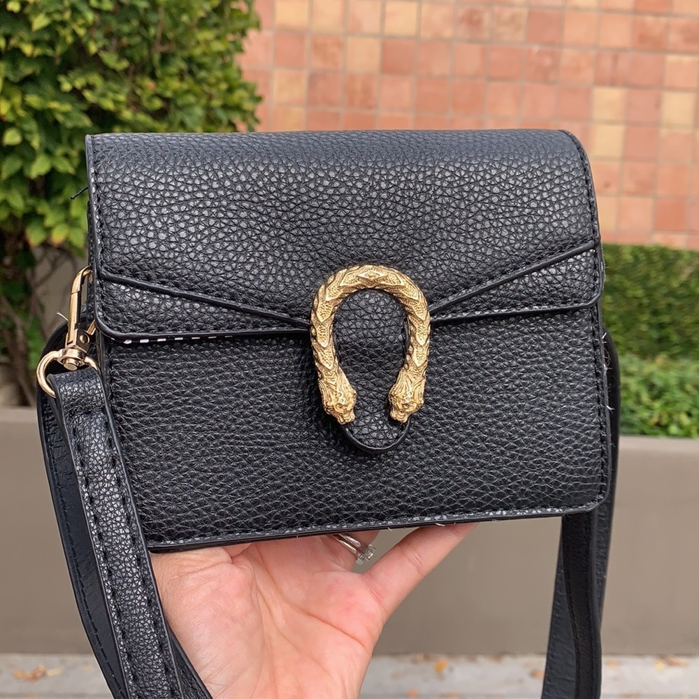 Let Bag Purse Gold Tiger Dragon Animal Beast Faux Leather